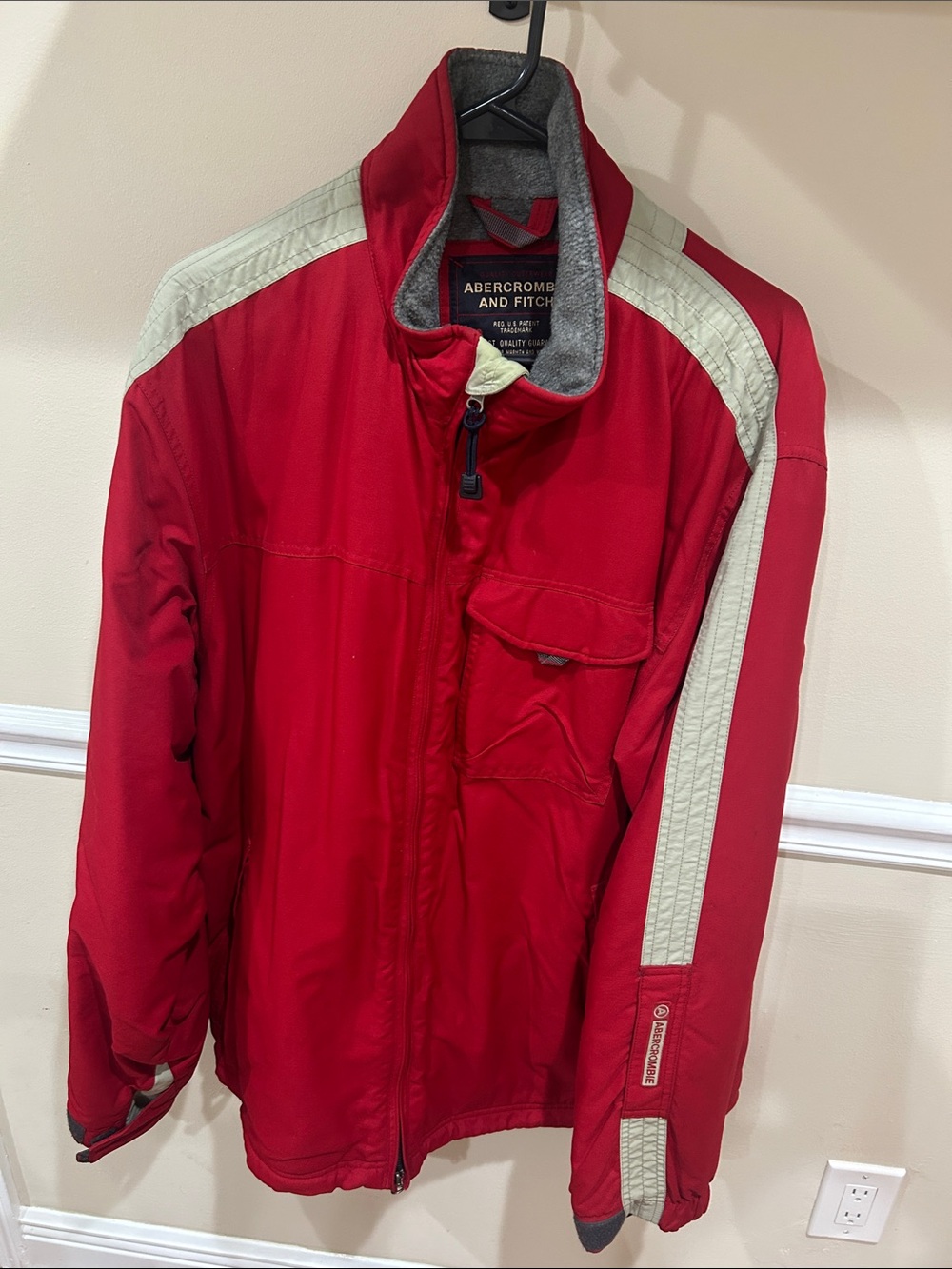 Abercrombie & Fitch Red Performance Jacket with Light Contrast Stripes